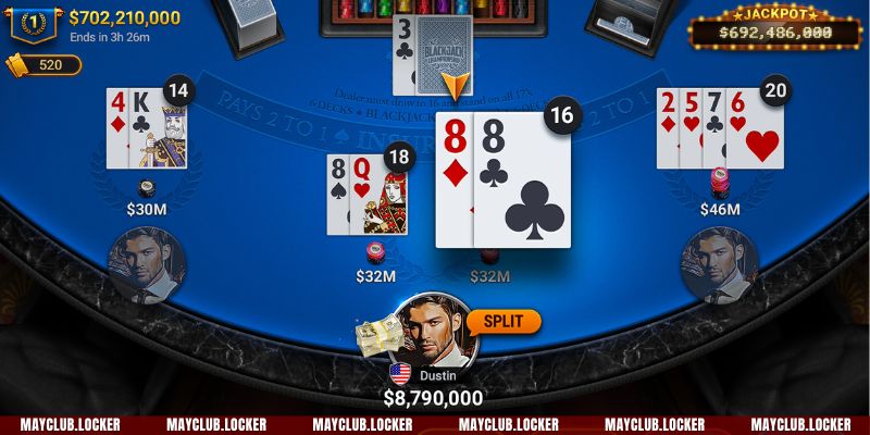 Chơi Blackjack online là hoạt động được yêu thích tại Mayclub