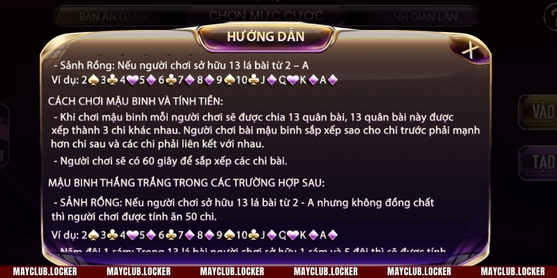 Để chơi bài mậu binh đòi hỏi người chơi cần phải có một con mắt tinh tường
