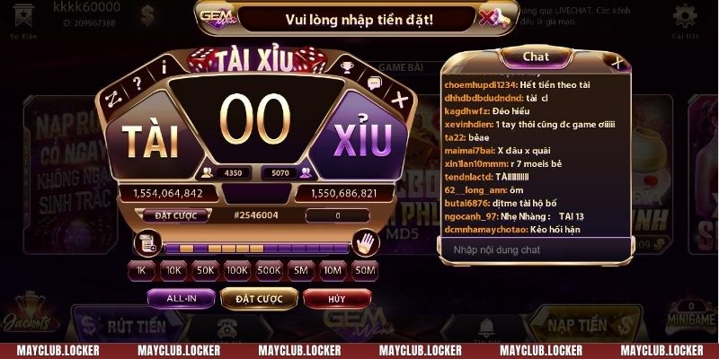 Người chơi có thể chọn cửa Tài hoặc Xỉu hoặc tham gia vào nhiều loại cược khác nhau